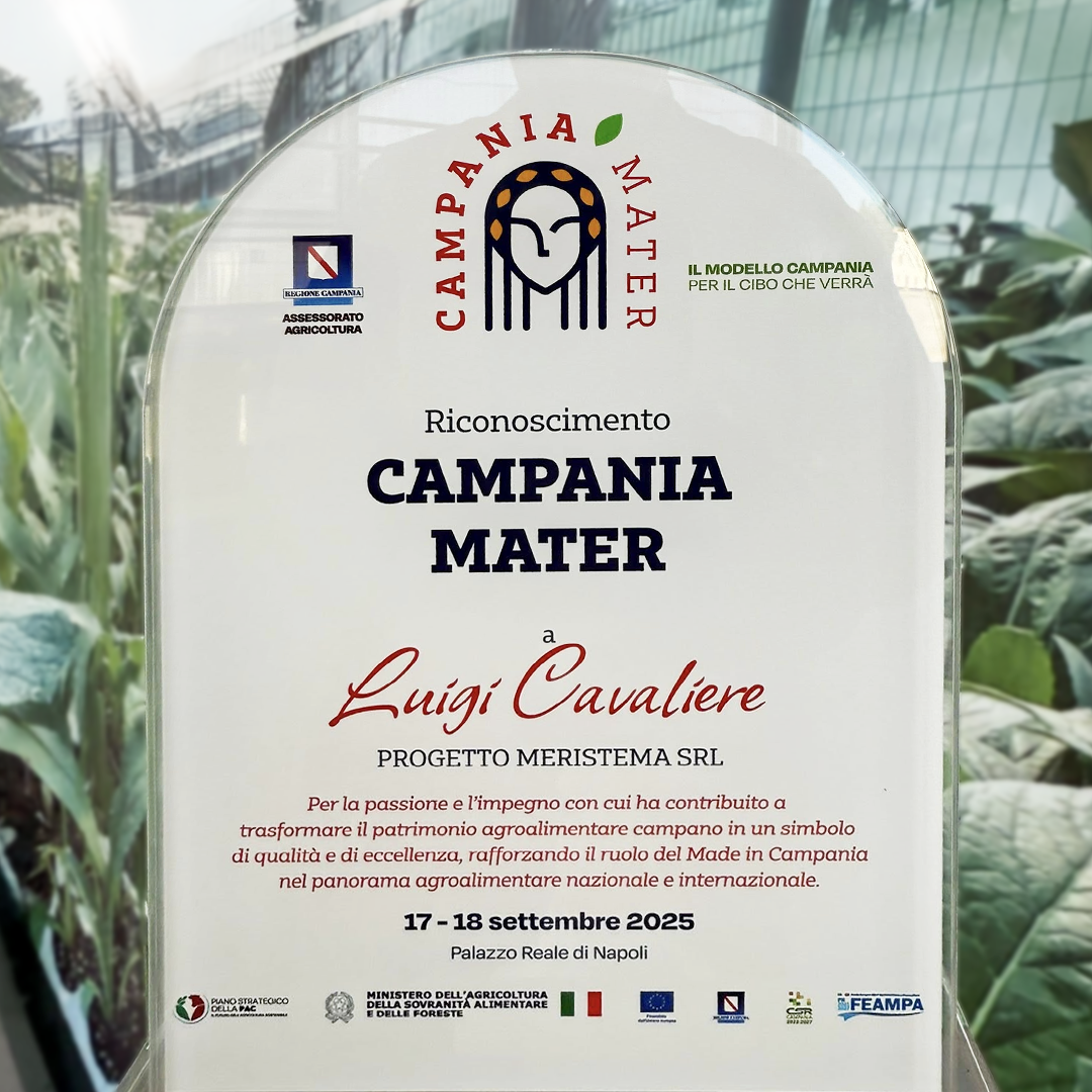 premio dell'evento campania mater ricevuto da progetto meristema